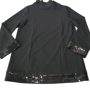 Linea by Louis Dell'Olio Black Tunic Turtleneck Sequins Size S